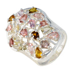 Tourmaline multiple Italian 925 Sterling Silver multicolor Gemstones Statement Ethnic Ring Jewellery