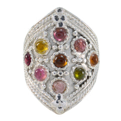 Tourmaline multiple Indian Silver multicolor Gemstone Edgy Heritage Ring Jewellery