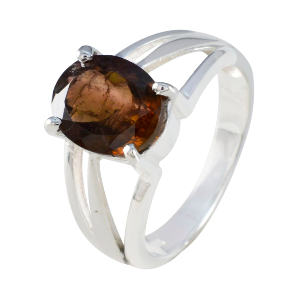 Tourmaline Solitaire French Sterling Silver multicolor Gems Slim Cultural Ring Jewelry