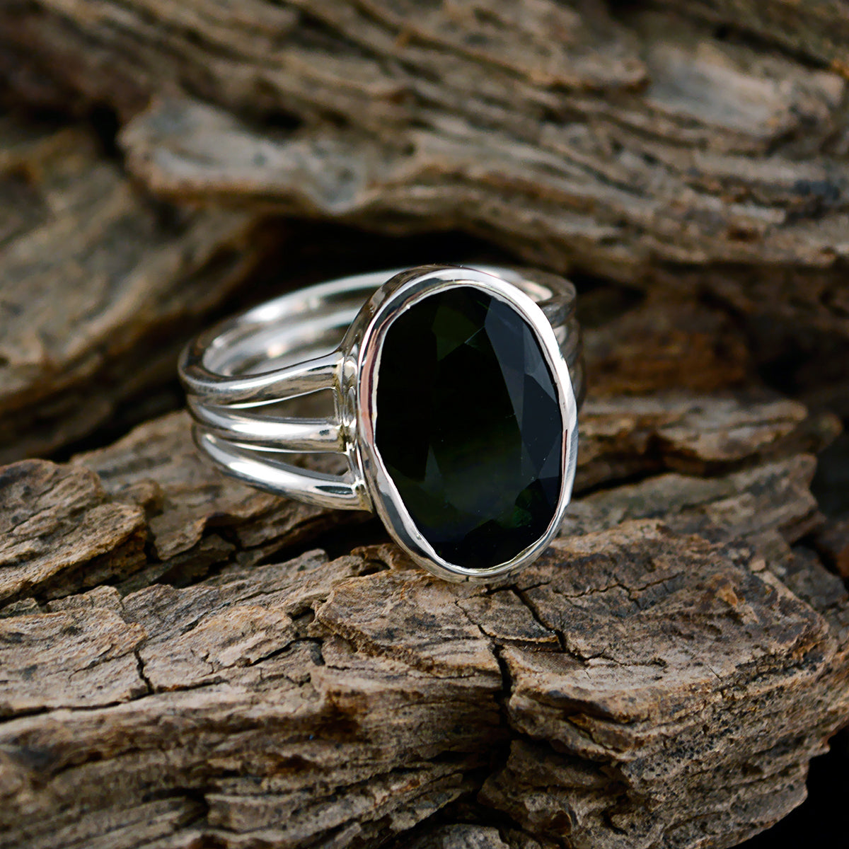 Tourmaline Solitaire Moroccan 925 Sterling Silver multicolor Gems Versatile Boho Ring Jewelry