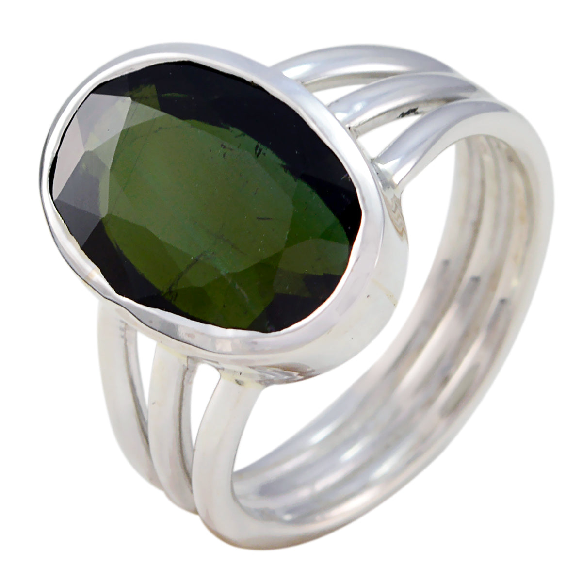 Tourmaline Solitaire Moroccan 925 Sterling Silver multicolor Gems Versatile Boho Ring Jewelry