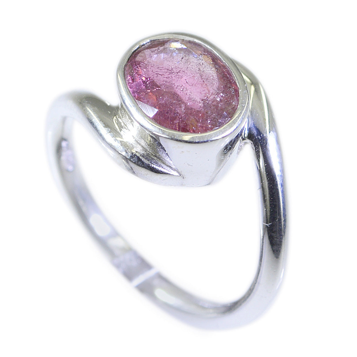 Tourmaline Solitaire Indian 92.5 Silver multicolor Gemstone Minimal Modern Ring Jewelry Hoofdafbeelding