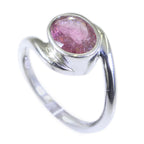 Tourmaline Solitaire Indian 92.5 Silver multicolor Gemstone Minimal Modern Ring Jewelry