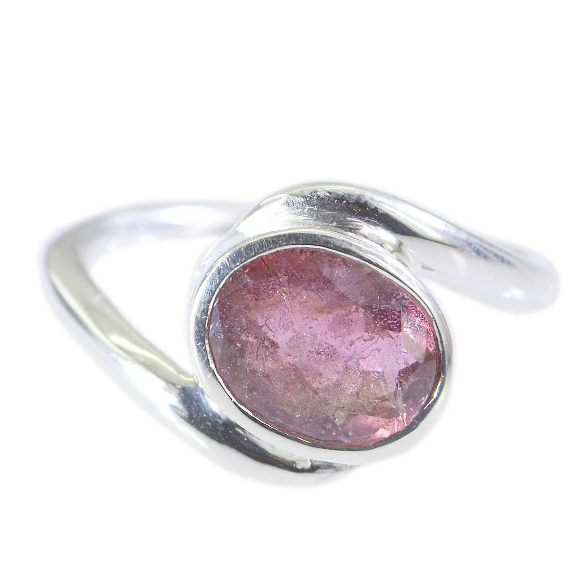 Tourmaline Solitaire Indian 92.5 Silver multicolor Gemstone Minimal Modern Ring Jewelry