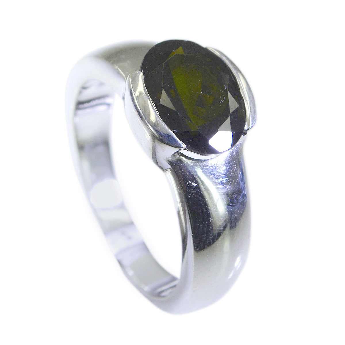 Tourmaline Solitaire Indian Silver multicolor Gemstone Mid weight Glamorous Ring Jewellery