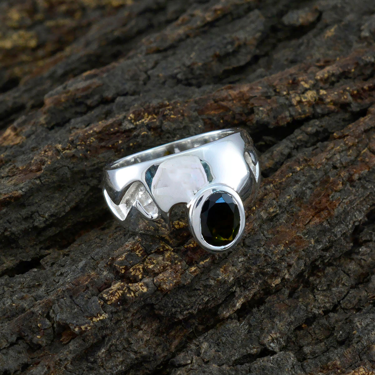 Tourmaline Solitaire German Silver multicolor Gemstone Essential  Cultural Ring Jewelry