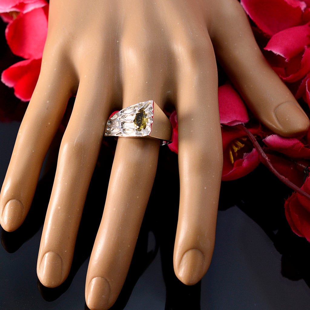 Tourmaline Solitaire Spanish Silver multicolor Gems Mid weight Rope Wire Ring Jewelry