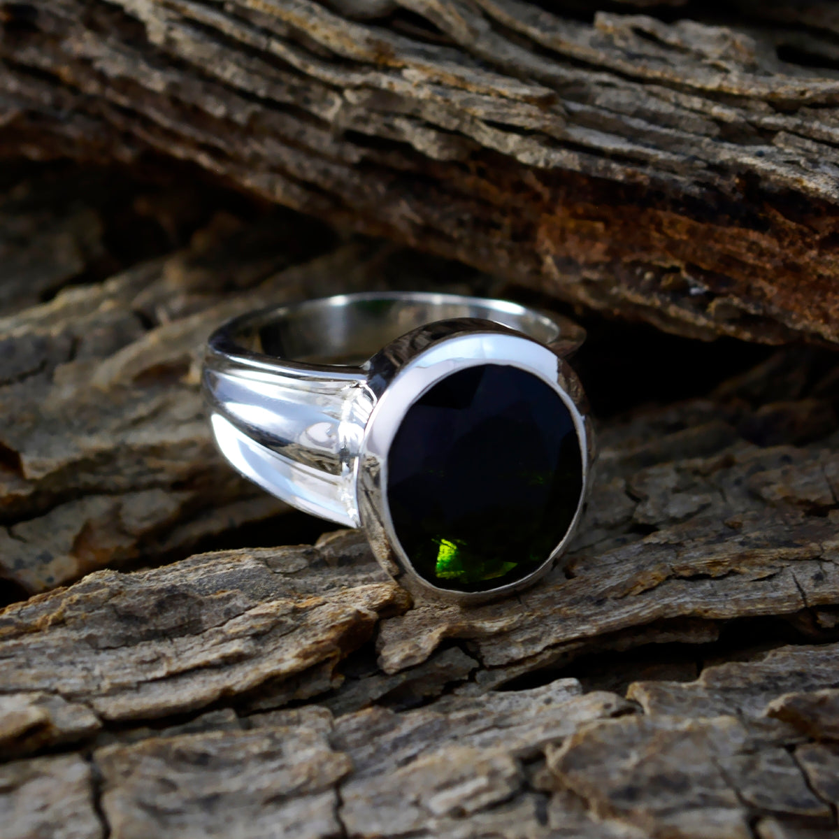 Tourmaline Solitaire Russian 92.5 Silver multicolor Gemstone Mid weight Fairytale Ring Jewelry