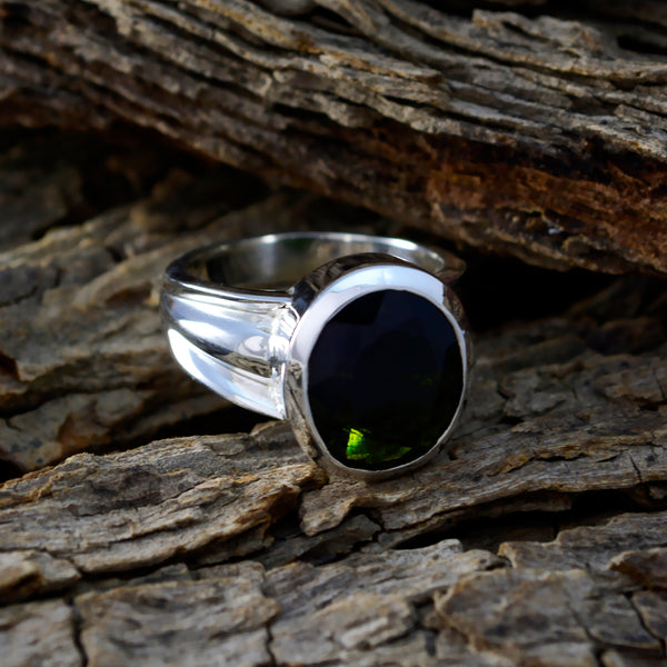 Tourmaline Solitaire Russian 92.5 Silver multicolor Gemstone Mid weight Fairytale Ring Jewelry