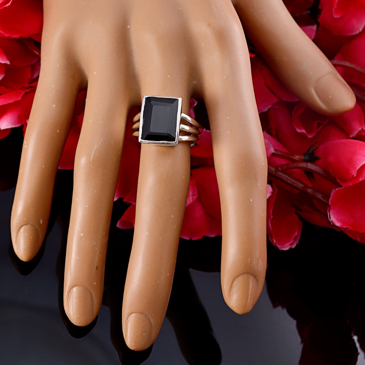 Tourmaline Solitaire German Sterling Silver multicolor Gemstones Mid weight Glamorous Ring Jewelry