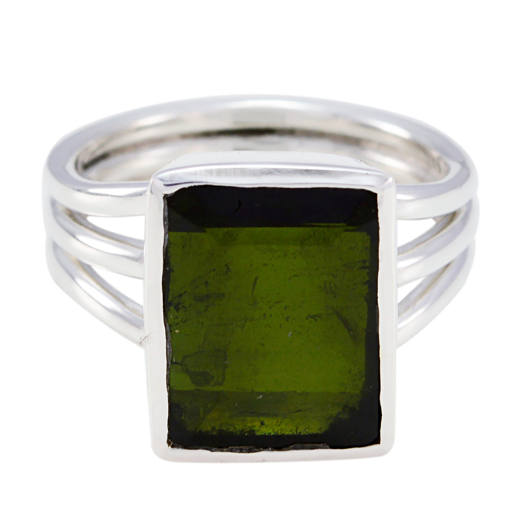 Tourmaline Solitaire German Sterling Silver multicolor Gemstones Mid weight Glamorous Ring Jewelry