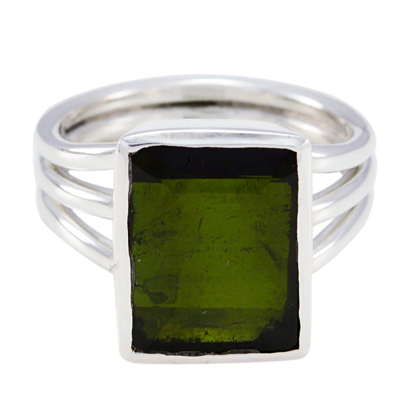 Tourmaline Solitaire German Sterling Silver multicolor Gemstones Mid weight Glamorous Ring Jewelry