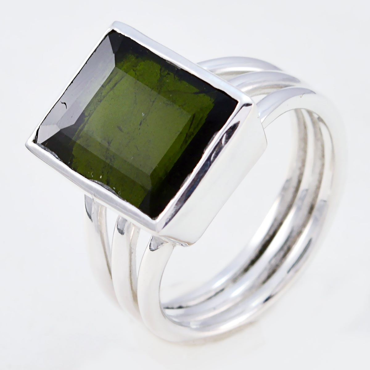 Tourmaline Solitaire German Sterling Silver multicolor Gemstones Mid weight Glamorous Ring Jewelry