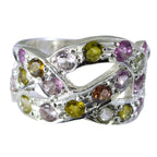 Tourmaline multiple African 925 Silver multicolor Gemstones Minimal Feminine Ring Jewellery