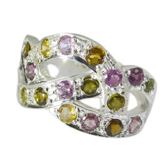 Tourmaline multiple African 925 Silver multicolor Gemstones Minimal Feminine Ring Jewellery