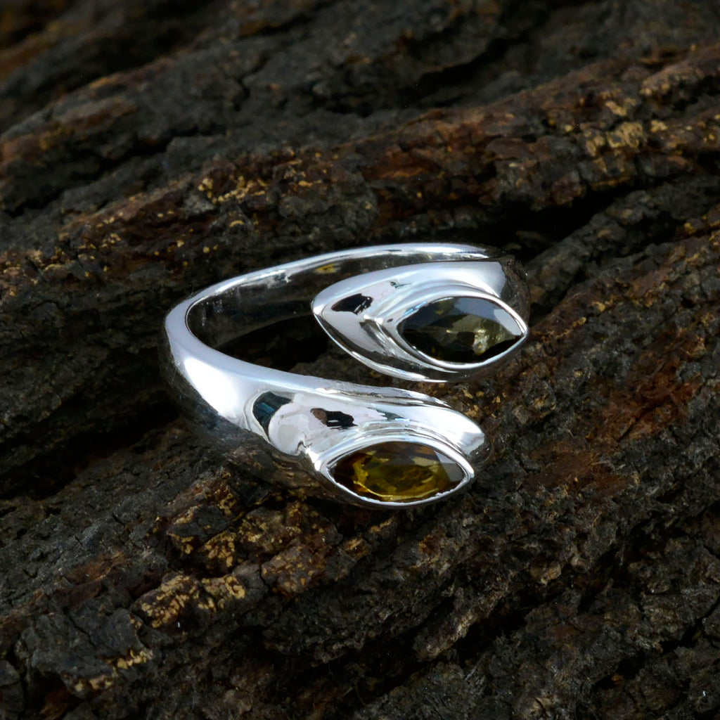 Tourmaline Toi et Moi German 925 Sterling Silver multicolor Gems Versatile Trendy Ring Jewelry