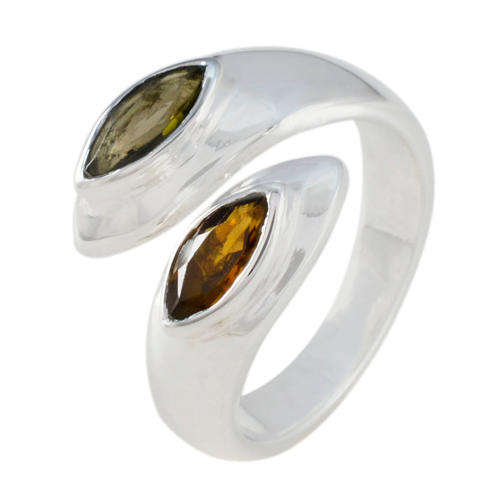 Tourmaline Toi et Moi German 925 Sterling Silver multicolor Gems Versatile Trendy Ring Jewelry