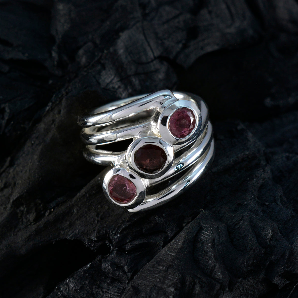 Tourmaline Trilogy Indian Sterling Silver multicolor Gemstones Essential  Modern Ring Jewelry