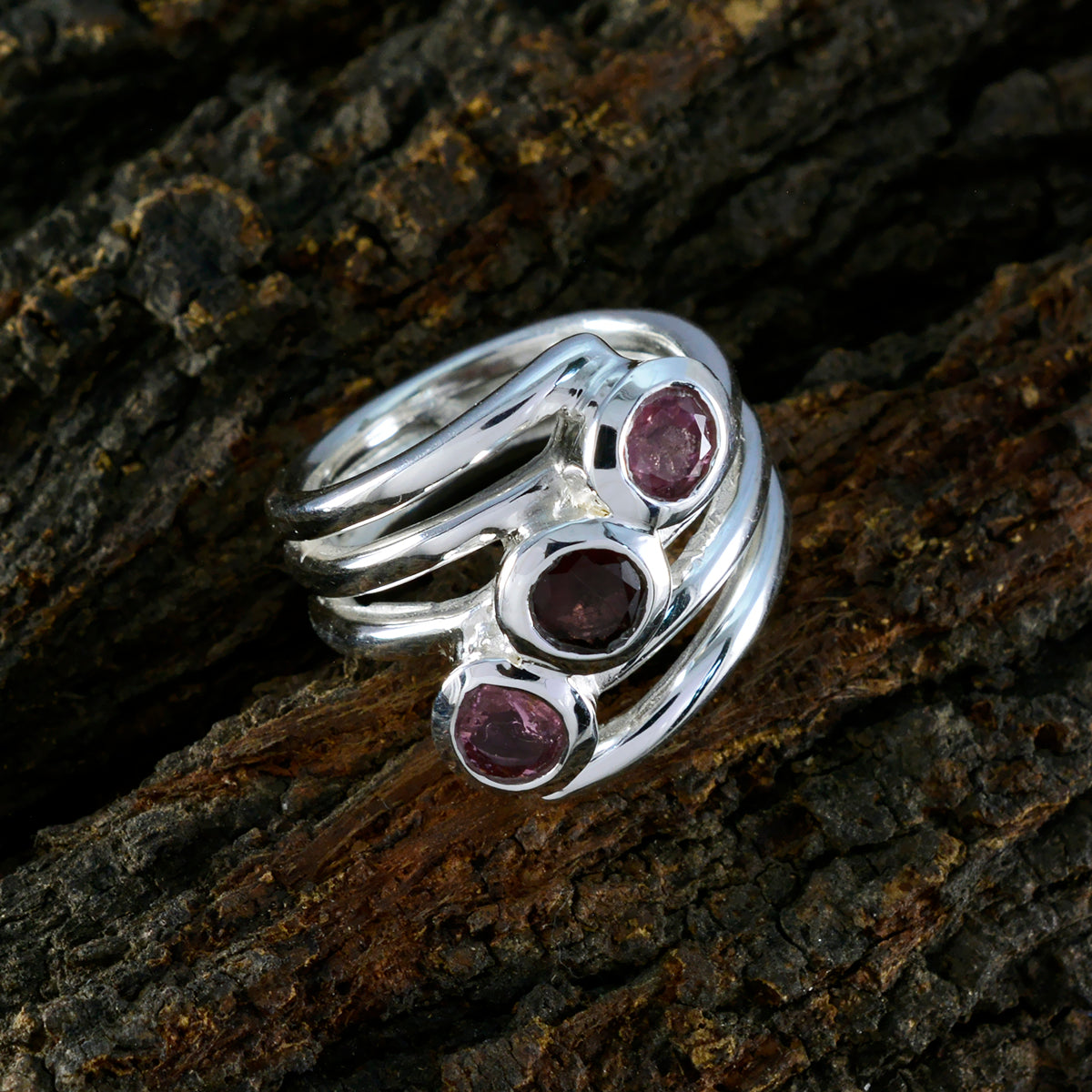 Tourmaline Trilogy Indian Sterling Silver multicolor Gemstones Essential  Modern Ring Jewelry