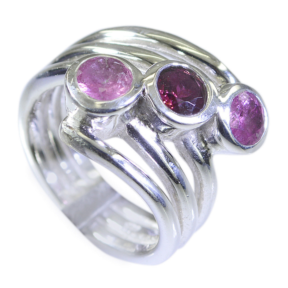 Tourmaline Trilogy Indian Sterling Silver multicolor Gemstones Essential  Modern Ring Jewelry