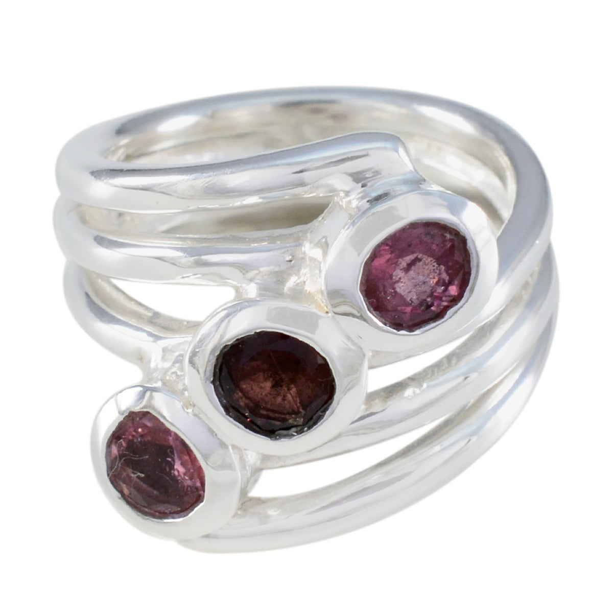 Tourmaline Trilogy Indian Sterling Silver multicolor Gemstones Essential  Modern Ring Jewelry