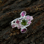 Tourmaline Navratna German 925 Silver multicolor Gems Edgy Contemporary Ring Jewellery