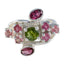 Tourmaline Navratna German 925 Silver multicolor Gems Edgy Contemporary Ring Jewellery