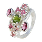 Tourmaline Navratna German 925 Silver multicolor Gems Edgy Contemporary Ring Jewellery