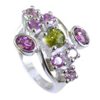 Tourmaline Navratna German 925 Silver multicolor Gems Edgy Contemporary Ring Jewellery
