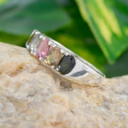 Tourmaline Penta French 925 Silver multicolor Gemstones Classic Retro Band Jewelry