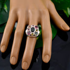 Tourmaline Navratna French Silver multicolor Gemstone Chunky Signet Ring Jewellery