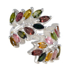Tourmaline multiple Italian Silver multicolor Gemstones Chunky Vintage Ring Jewellery