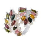 Tourmaline multiple Italian Silver multicolor Gemstones Chunky Vintage Ring Jewellery