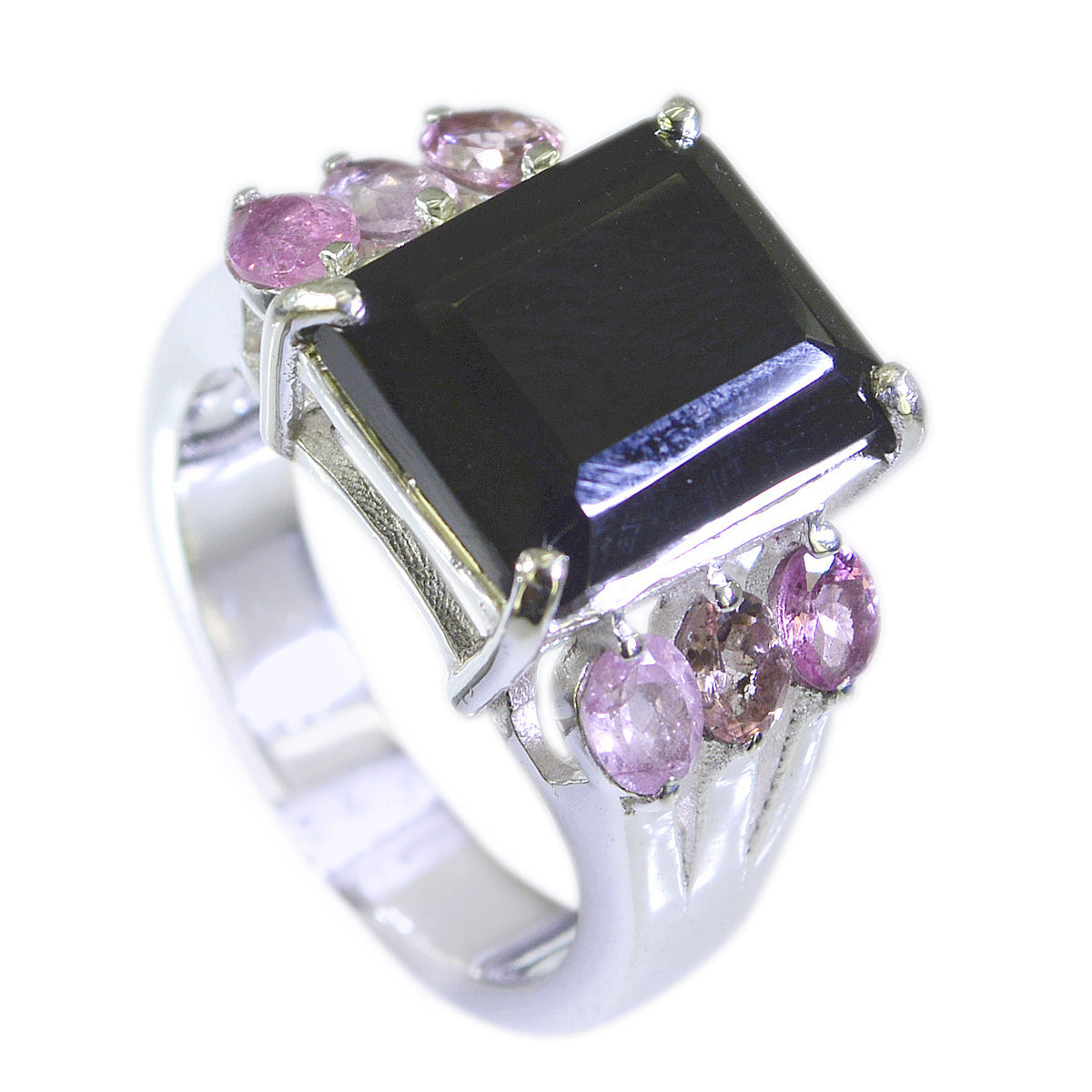 Tourmaline Hepta Indian 925 Sterling Silver multicolor Gemstones Essential  Modern Ring Jewelry