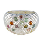 Tourmaline multiple German 925 Silver multicolor Gemstone Versatile Abstract Ring Jewellery