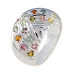 Tourmaline multiple German 925 Silver multicolor Gemstone Versatile Abstract Ring Jewellery
