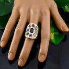 Tourmaline navratna Indian 925 Sterling Silver multicolor Gemstones Chunky Retro Ring Jewellery
