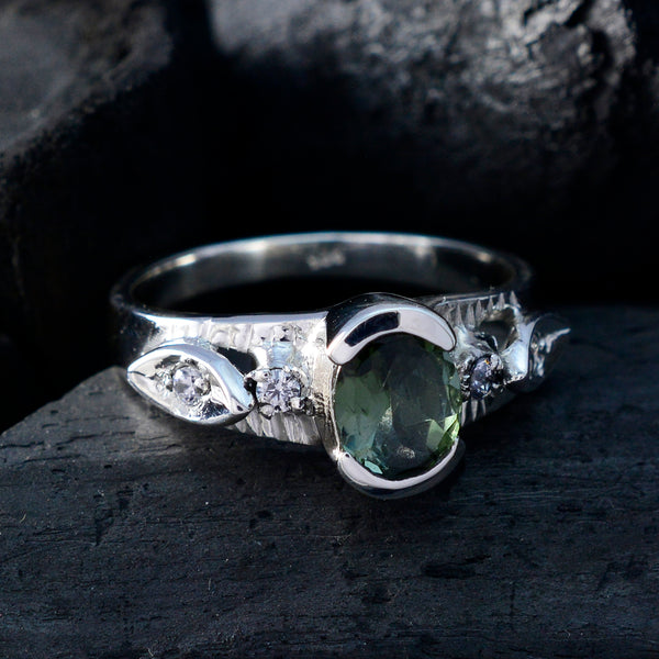Tourmaline Solitaire Russian 925 Silver multicolor Gemstone Minimal Fairytale Ring Jewellery