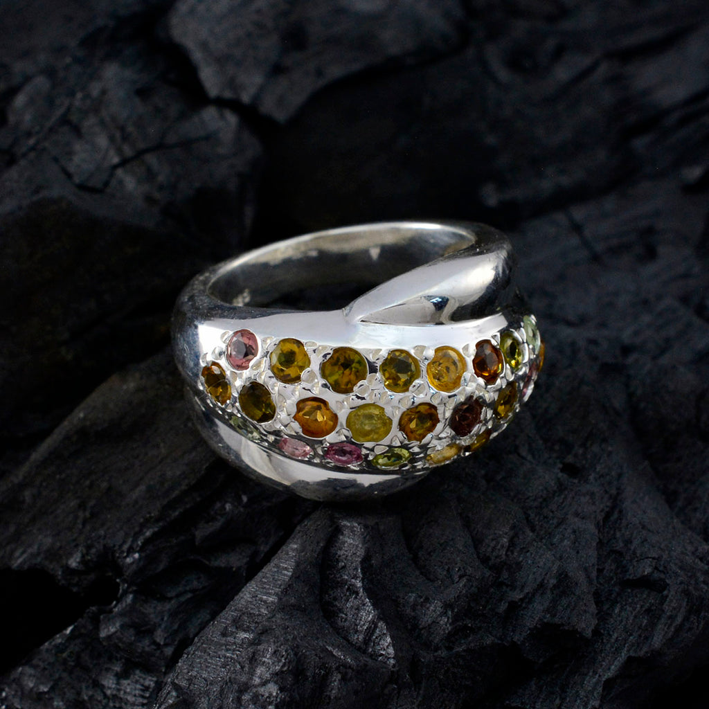 Tourmaline multiple Egyptian 92.5 Silver multicolor Gemstone Essential  Abstract Ring Jewellery