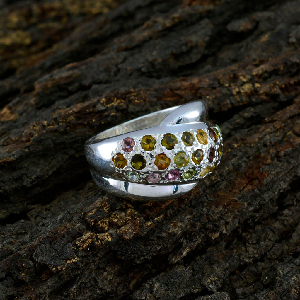 Tourmaline multiple Egyptian 92.5 Silver multicolor Gemstone Essential  Abstract Ring Jewellery