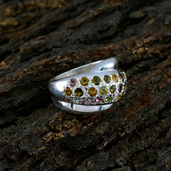 Tourmaline multiple Egyptian 92.5 Silver multicolor Gemstone Essential  Abstract Ring Jewellery