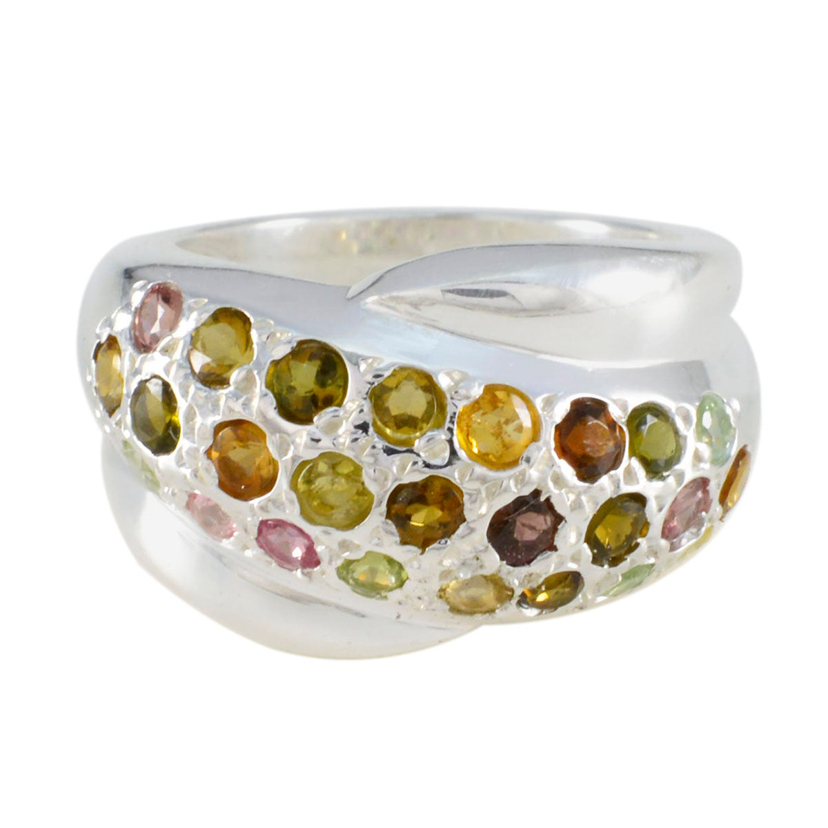 Tourmaline multiple Egyptian 92.5 Silver multicolor Gemstone Essential  Abstract Ring Jewellery メイン画像