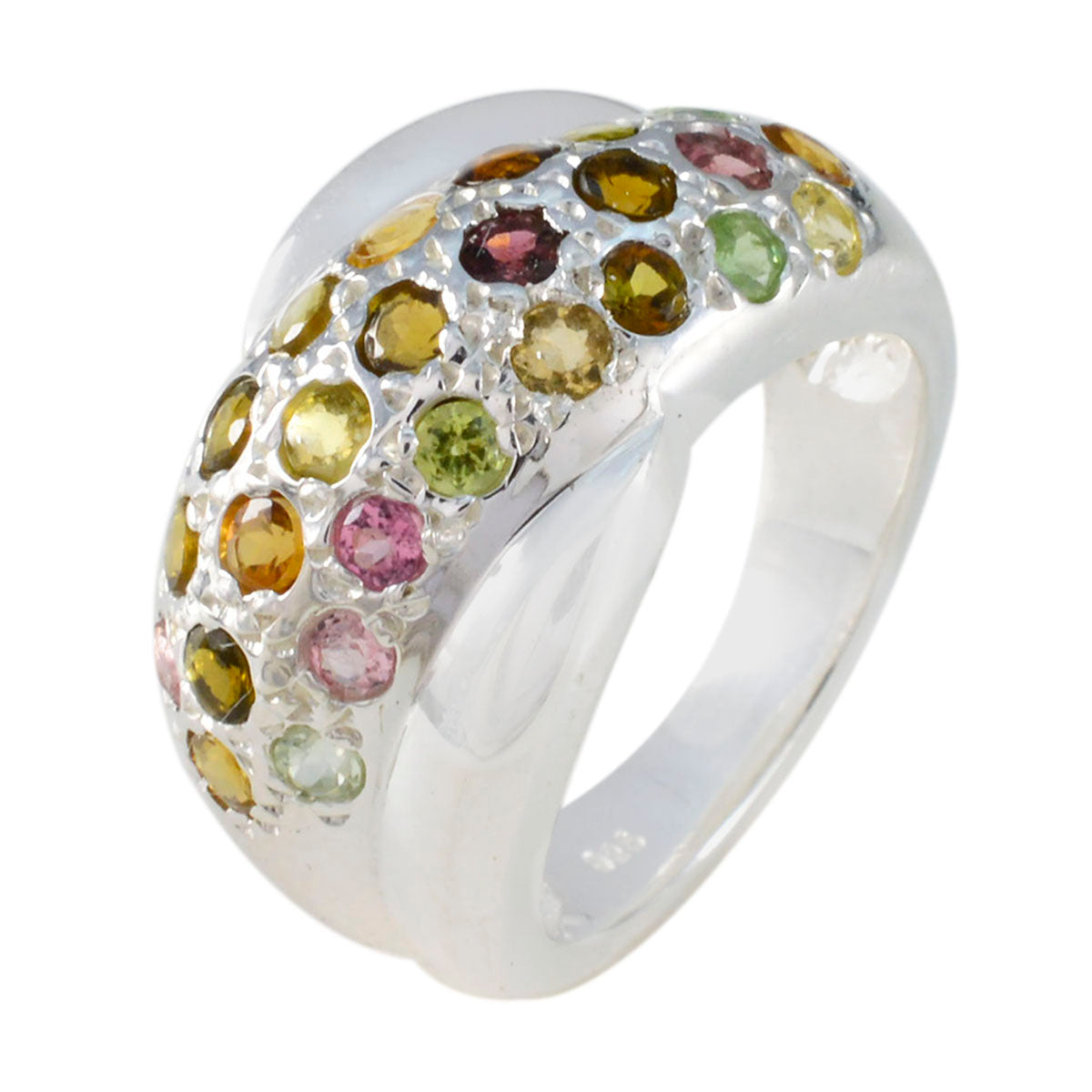 Tourmaline multiple Egyptian 92.5 Silver multicolor Gemstone Essential  Abstract Ring Jewellery