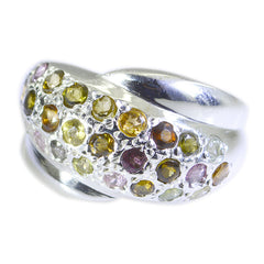 Turmalin mehrere ägyptische 92,5 Silber mehrfarbig Edelstein Essential Abstract Ring Schmuck