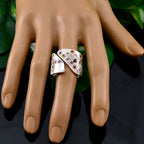 Tourmaline multiple German Sterling Silver multicolor Gemstone Chunky Retro Ring Jewelry