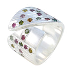 Tourmaline multiple German Sterling Silver multicolor Gemstone Chunky Retro Ring Jewelry