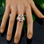 Tourmaline multiple German Sterling Silver multicolor Gemstone Mid weight Trendy Ring Jewellery