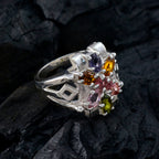 Tourmaline multiple German Sterling Silver multicolor Gemstone Mid weight Trendy Ring Jewellery