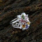 Tourmaline multiple German Sterling Silver multicolor Gemstone Mid weight Trendy Ring Jewellery