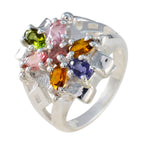 Tourmaline multiple German Sterling Silver multicolor Gemstone Mid weight Trendy Ring Jewellery
